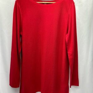 J. Jill Vibrant Red NWT Long Sleeve Sweater Side Slits Women’s M HOLIDAYS